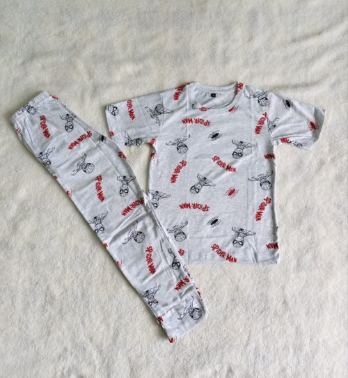 Kids Pants & T shirt light white spider man