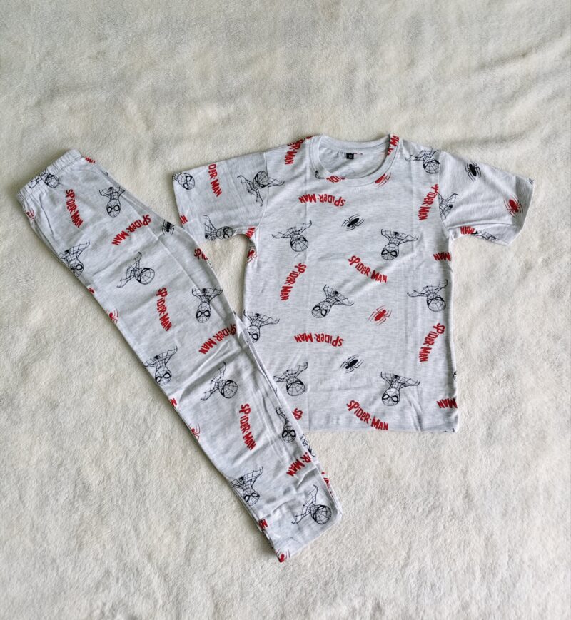 Kids Pants & T shirt light white spider man