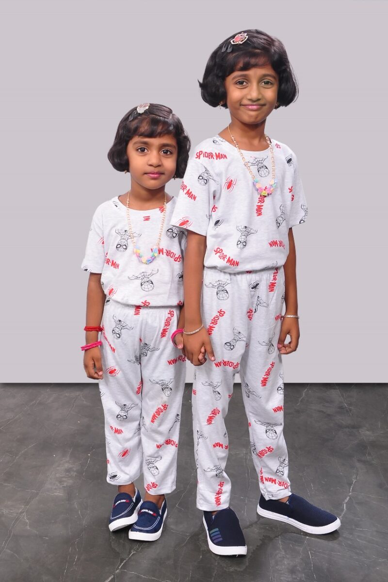 Kids Pants & T shirt light white spider man
