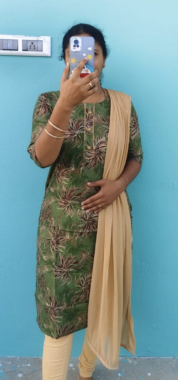 Casual Rayon Kurti  Light green flower shade