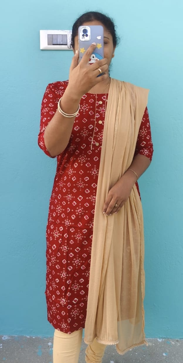 Casual Rayon Kurti  white Red pattern