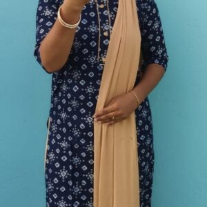 Casual Rayon Kurti Dark Blue pattern
