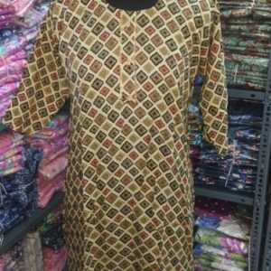 Casual Rayon Kurti Yellow Check Pattern