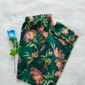 Womens Night pant Green flowers