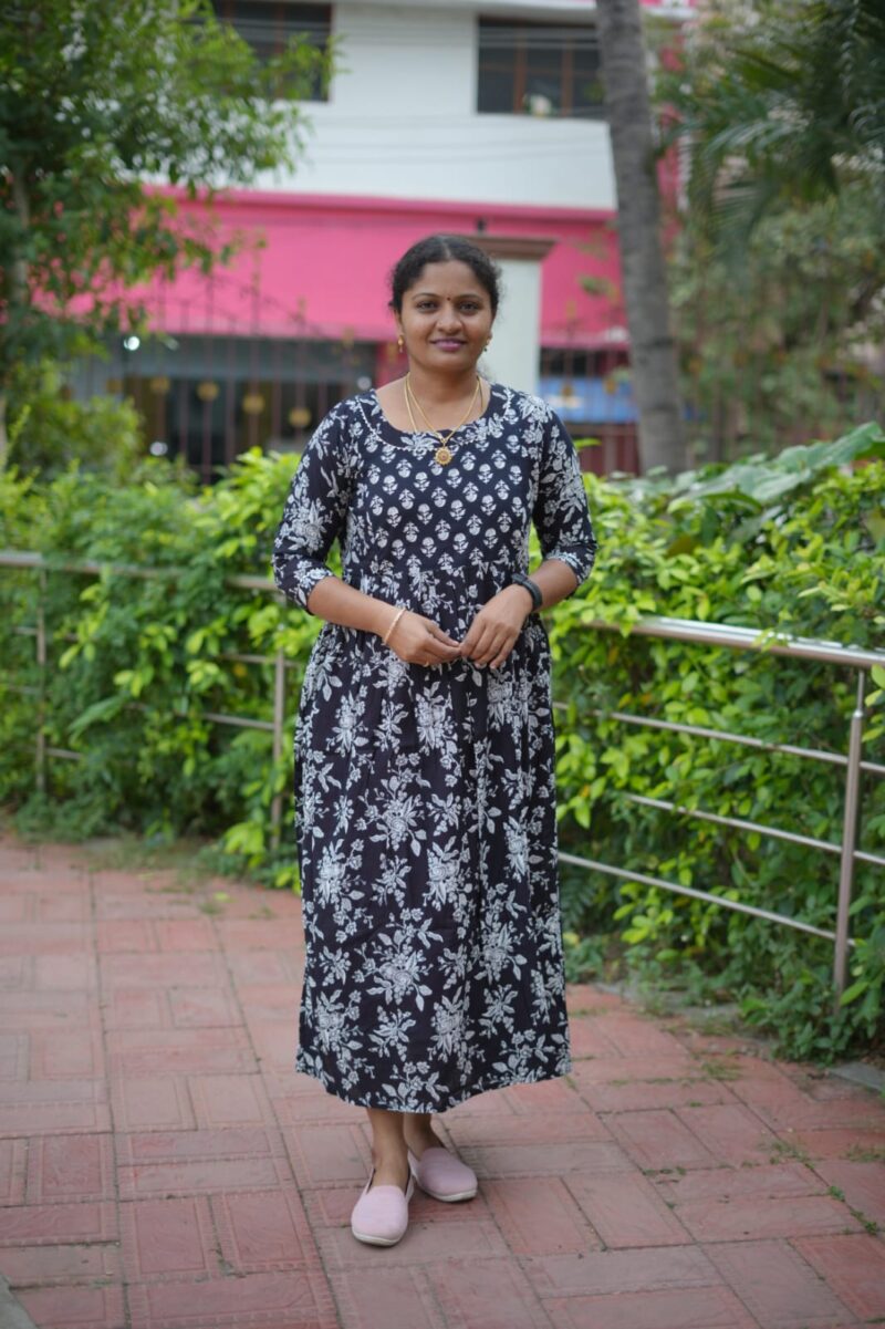 Maternity without lining  Black Flowers