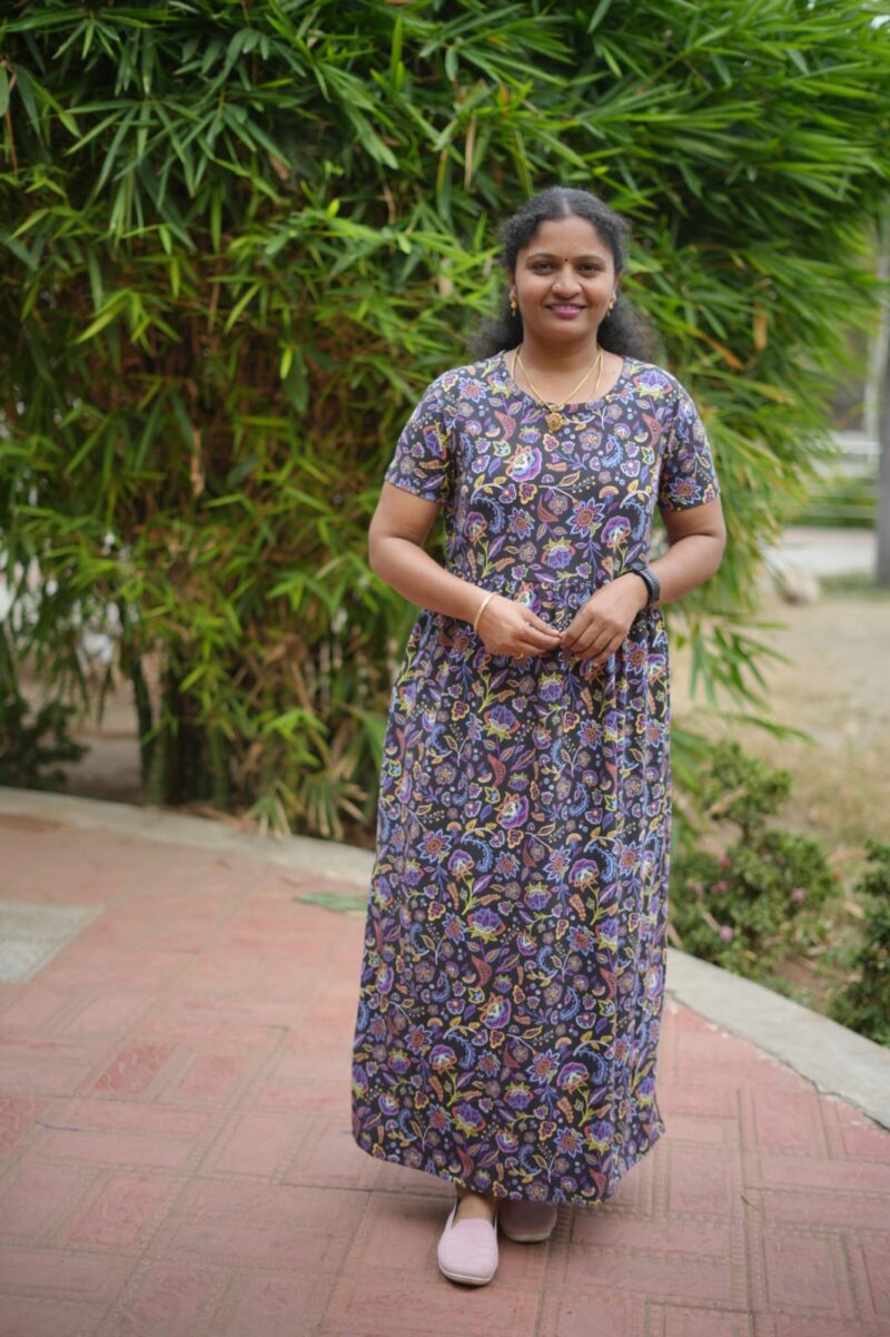 Non Feeding Maxi Black Flowers Pattern
