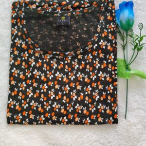 Black orange flowers Feeding T shirt