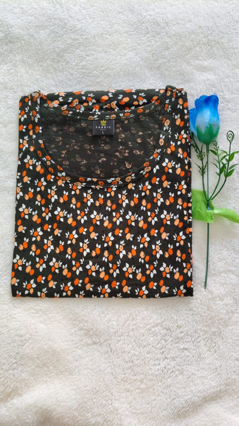 Black orange flowers Feeding T shirt