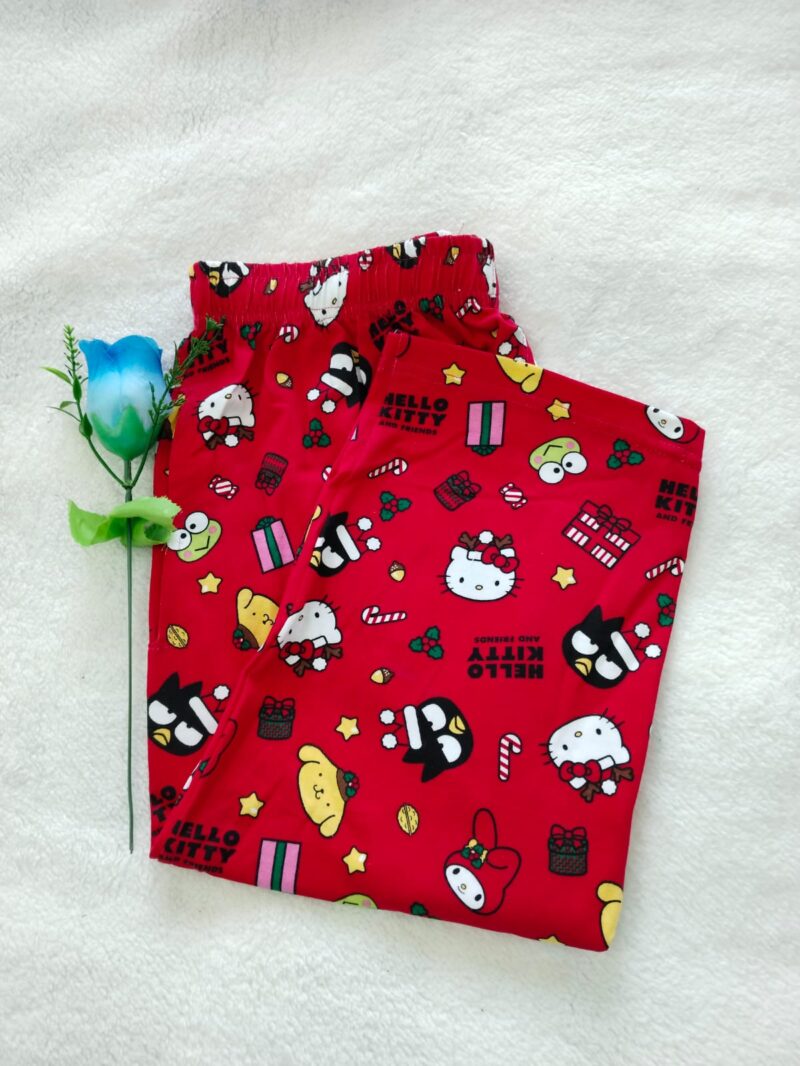 Woman's 3/4th pyjama Red Cat
