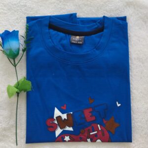 Casual women's t shirt Blue texts