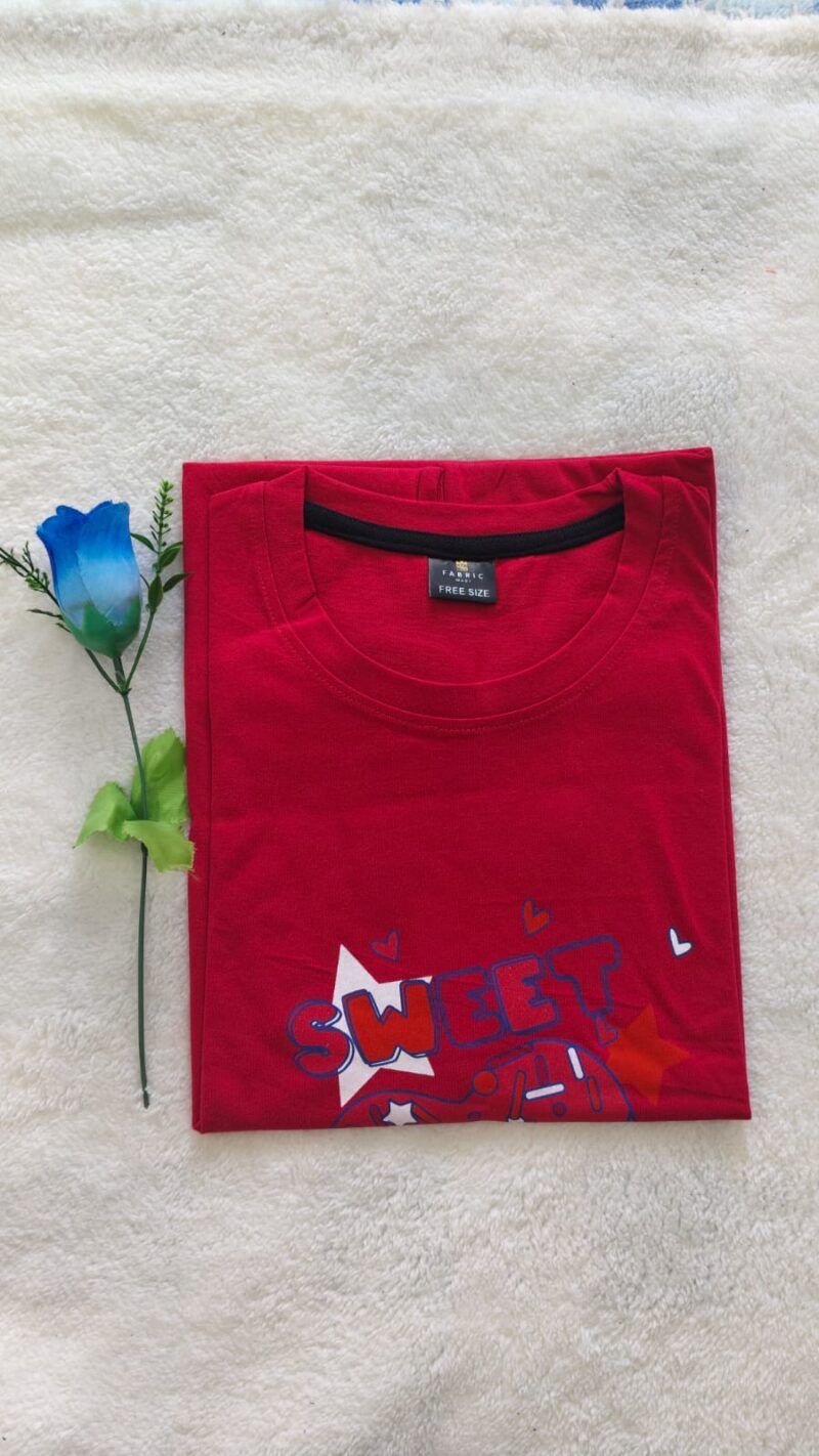 Casual women's t shirt Red texts