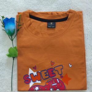 Casual women's t shirt Light Brown texts