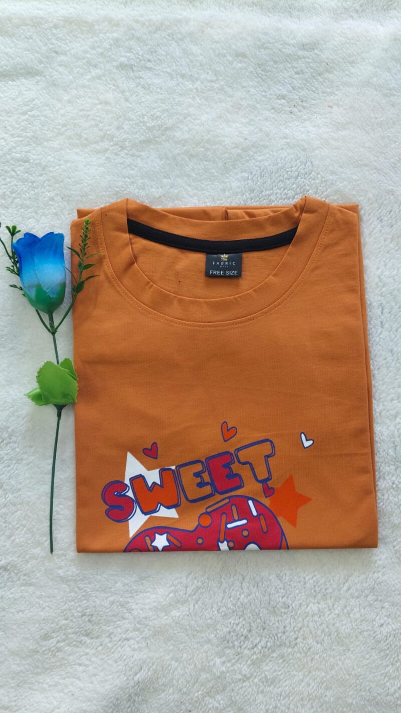 Casual women's t shirt Light Brown texts