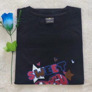 Casual women's t shirt Black texts