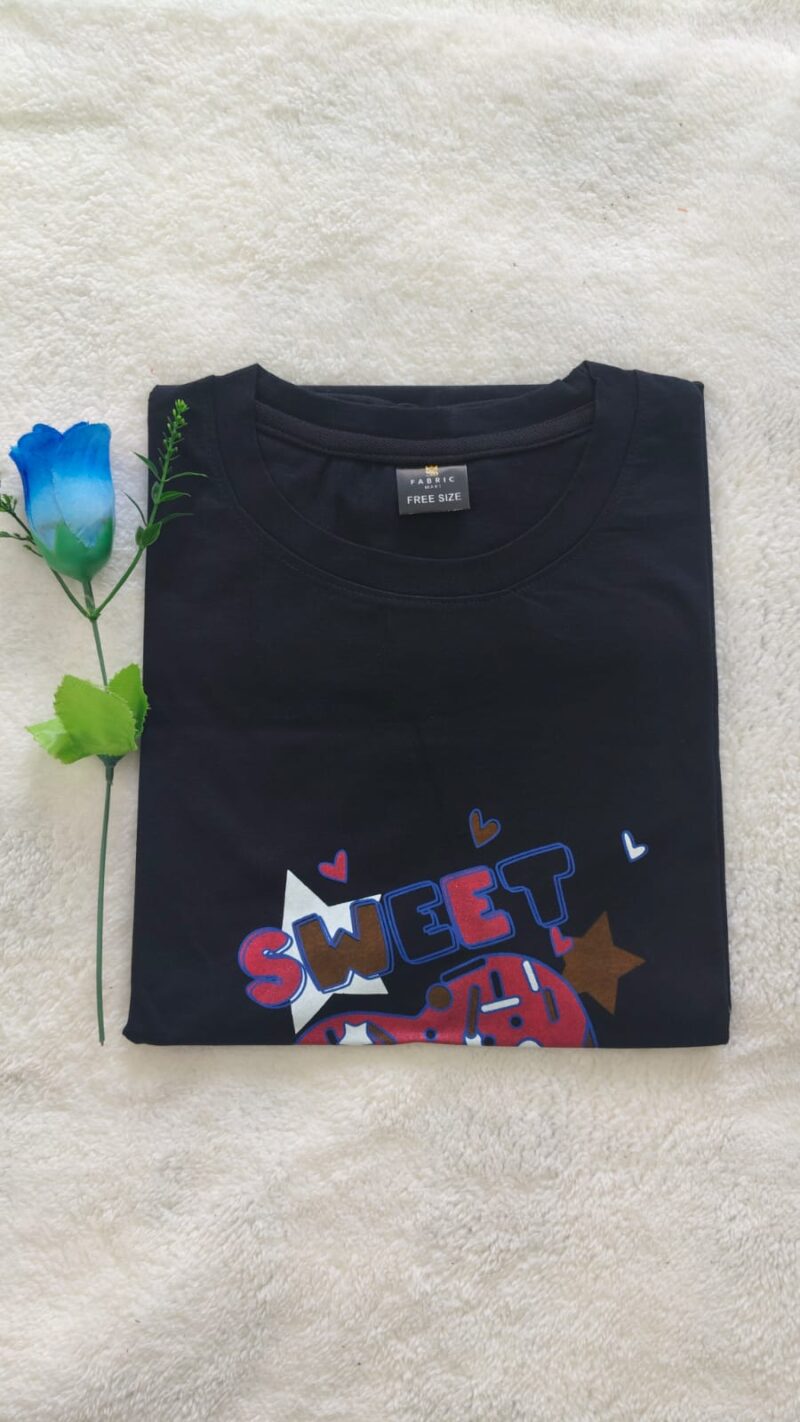Casual women's t shirt Black texts