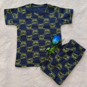 kids short set Blue letters