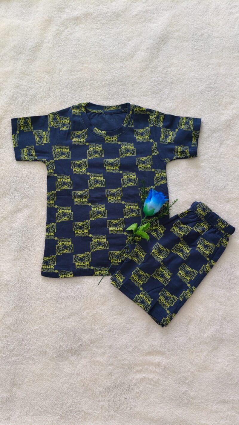 kids short set Blue letters