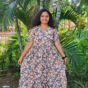 Feeding kurti Gray leaf pattern