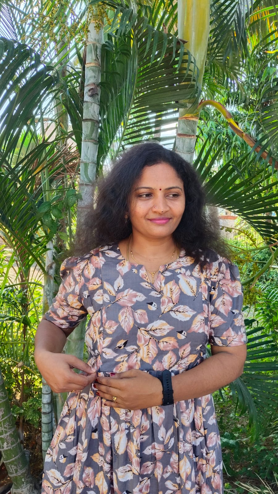 Feeding kurti Gray leaf pattern