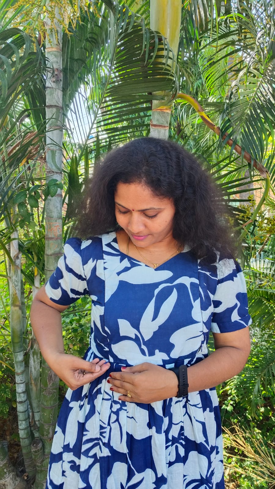 Feeding kurti Blue white Flowers