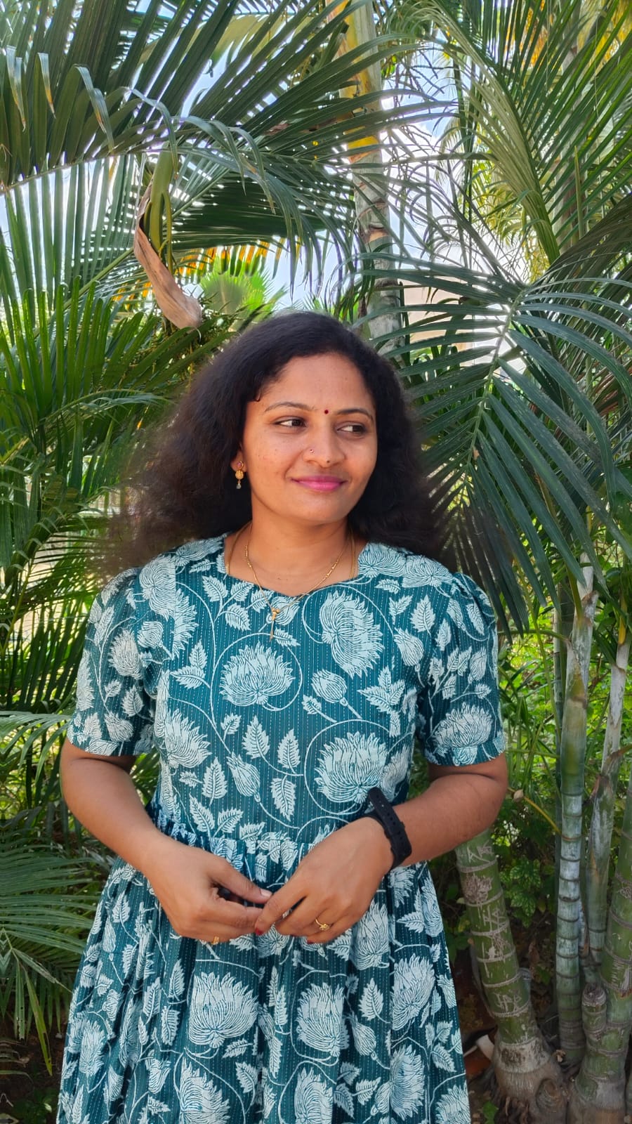 Feeding Kurti Green Flowers