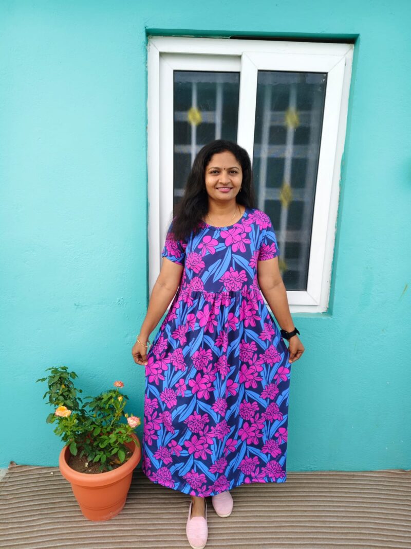 Pink flowers Maxi dress