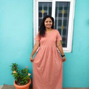 Peach flower maxi dress