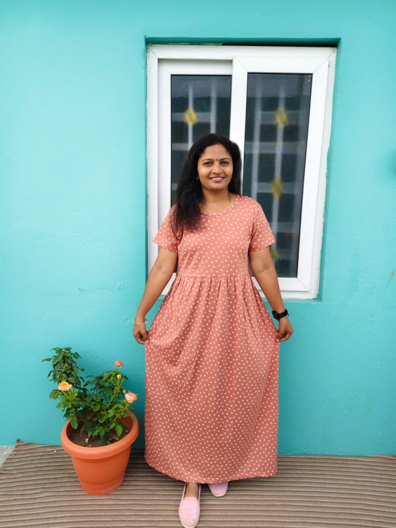 Peach flower maxi dress