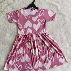 kids frock light pink color with white heart