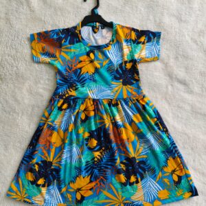 kids frock peacock green prints