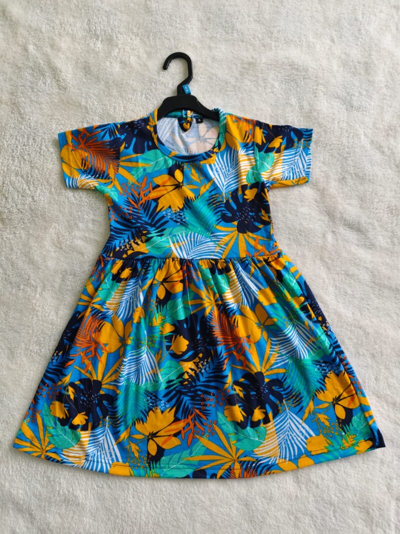 kids frock peacock green prints