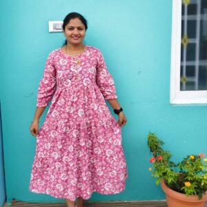Feeding Kurtis baby pink color with white flowers