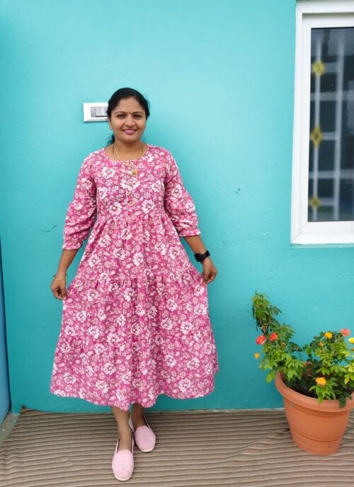 Feeding Kurtis baby pink color with white flowers
