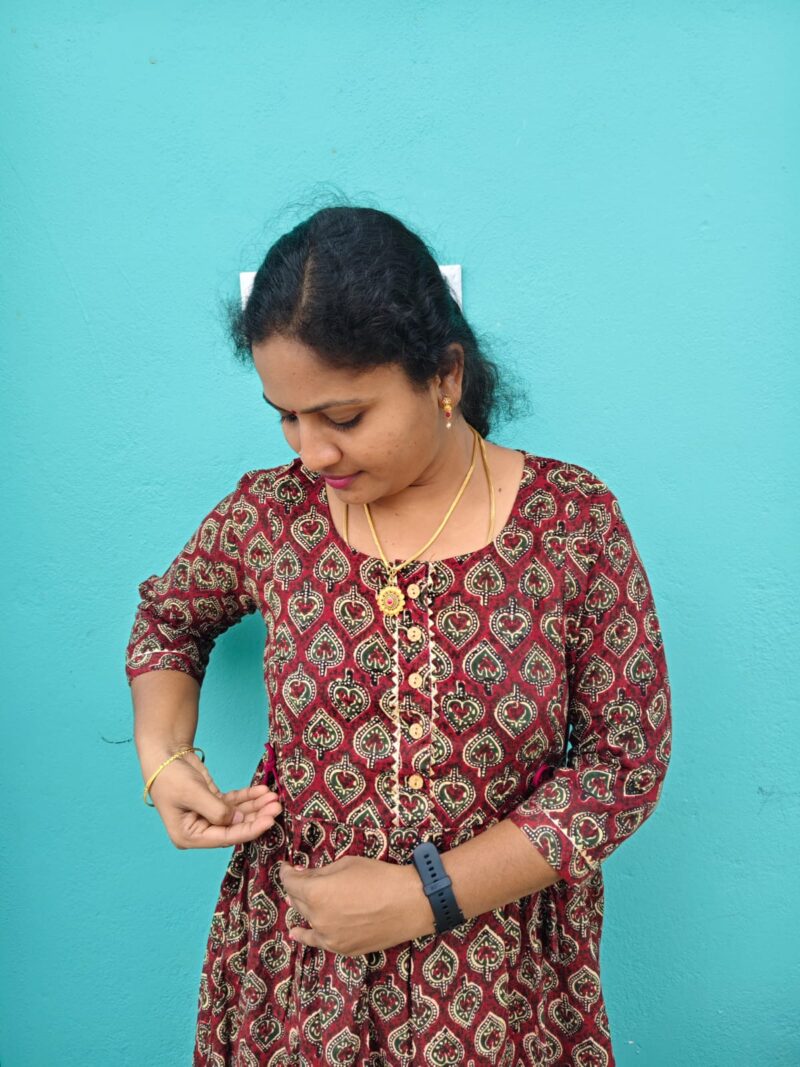 Feeding Kurtis maroon color heart prints