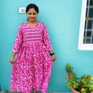 Feeding Kurtis pink color white die & tie