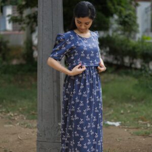 Feeding wear Elephant Grey color cherry prints