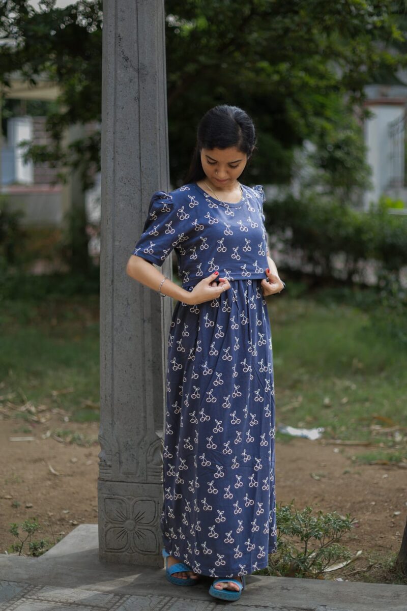 Feeding wear Elephant Grey color cherry prints