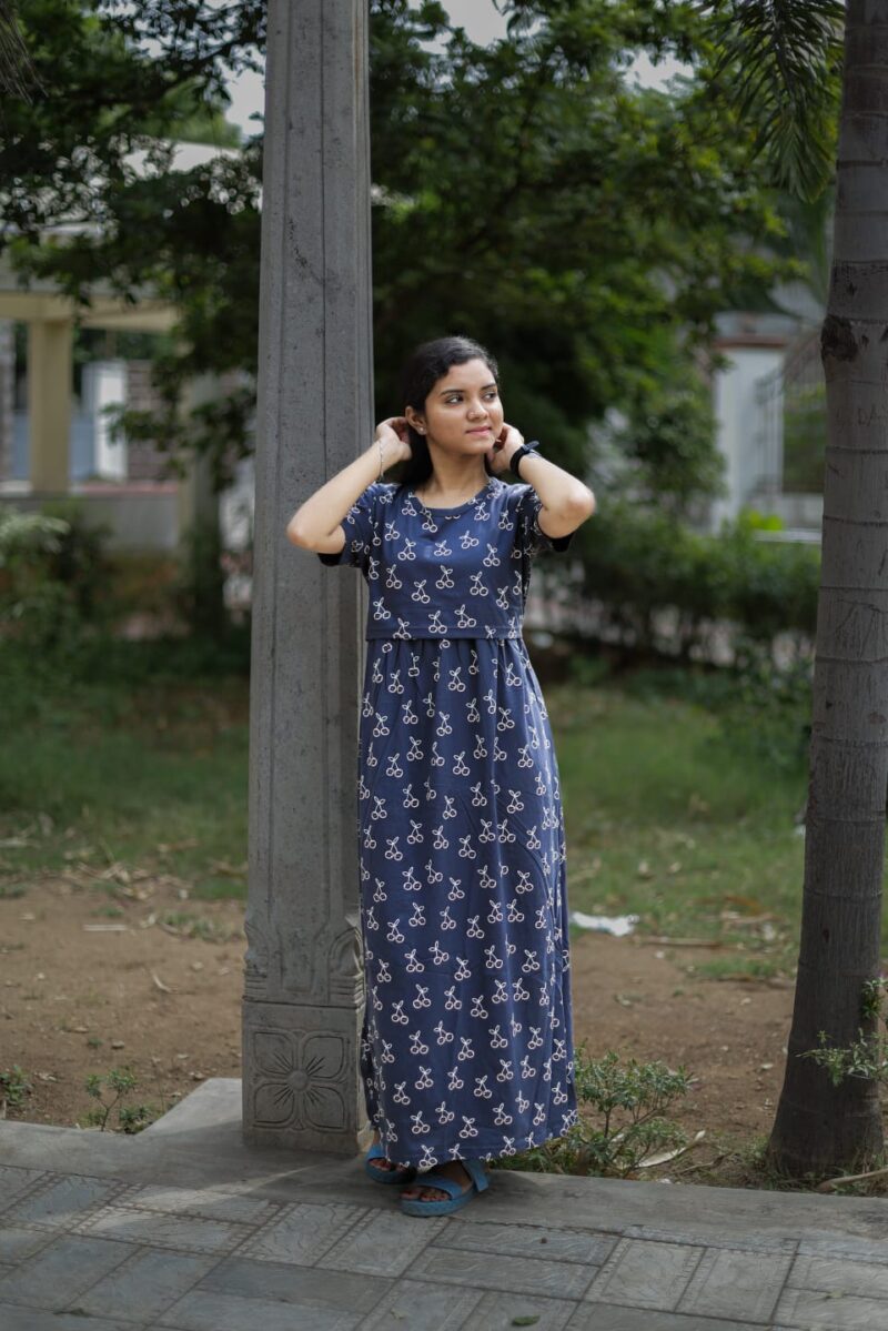 Feeding wear Elephant Grey color cherry prints