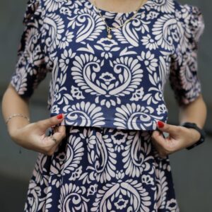 Feeding wear dark navy blue rangoli pattern