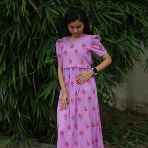 Feeding wear purple color with red flowers