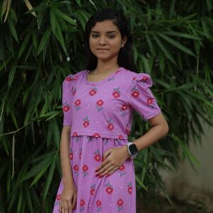 Feeding wear purple color with red flowers