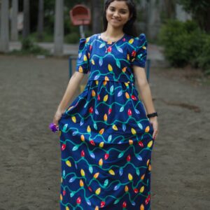 Feeding wear Navy blue with colorful light waves