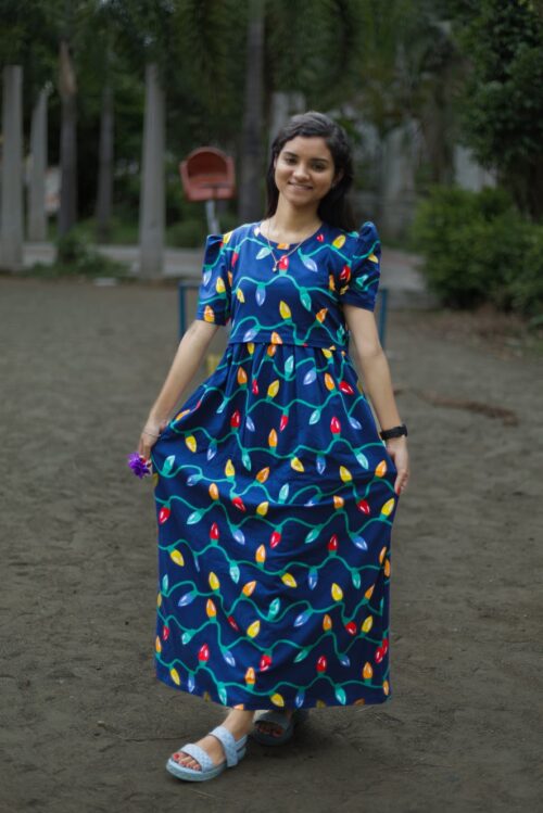 Feeding wear Navy blue with colorful light waves