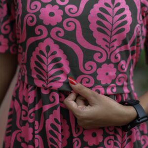 Feeding wear Pink with Bottle Green prints