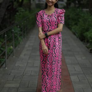 Feeding wear Pink with Bottle Green prints