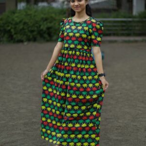 Feeding wear black with multi color Leafs