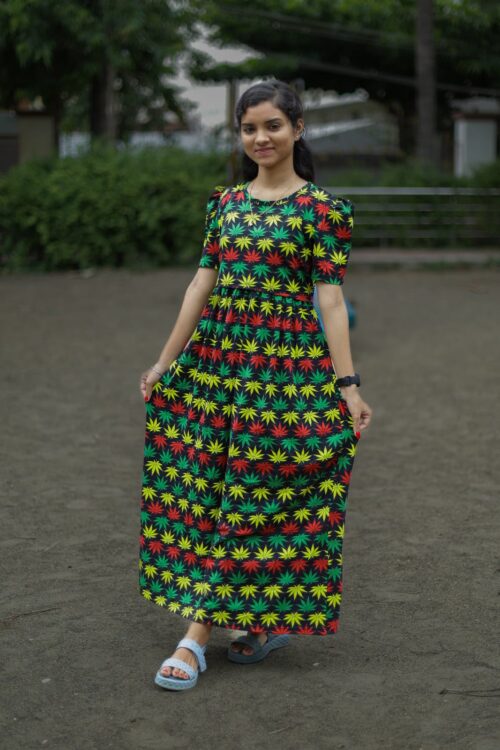 Feeding wear black with multi color Leafs