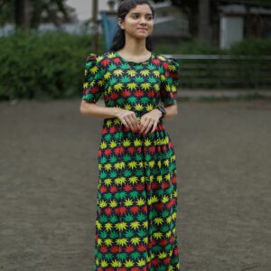 Feeding wear black with multi color Leafs