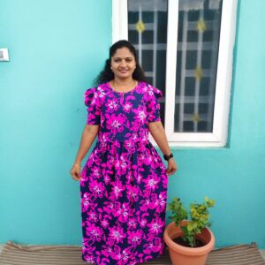 Feeding wear navy blue with pink flowers