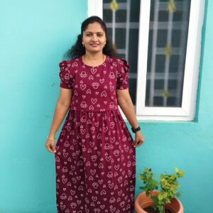 Feeding wear meroon color Heart & Bow prints